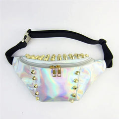 Rivets Waist Bag Women Fanny Pack Leg Bag Pochete Transparent