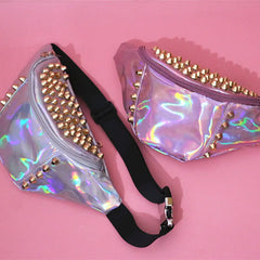 Rivets Waist Bag Women Fanny Pack Leg Bag Pochete Transparent
