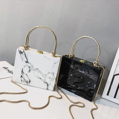 Marble Box Women Handbags Chains Shoulder Crossbody Bags Lady Evening