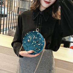 Women Shoulder Bag Chains Starry Sky Crossbody Bag Suede Messenger Bag