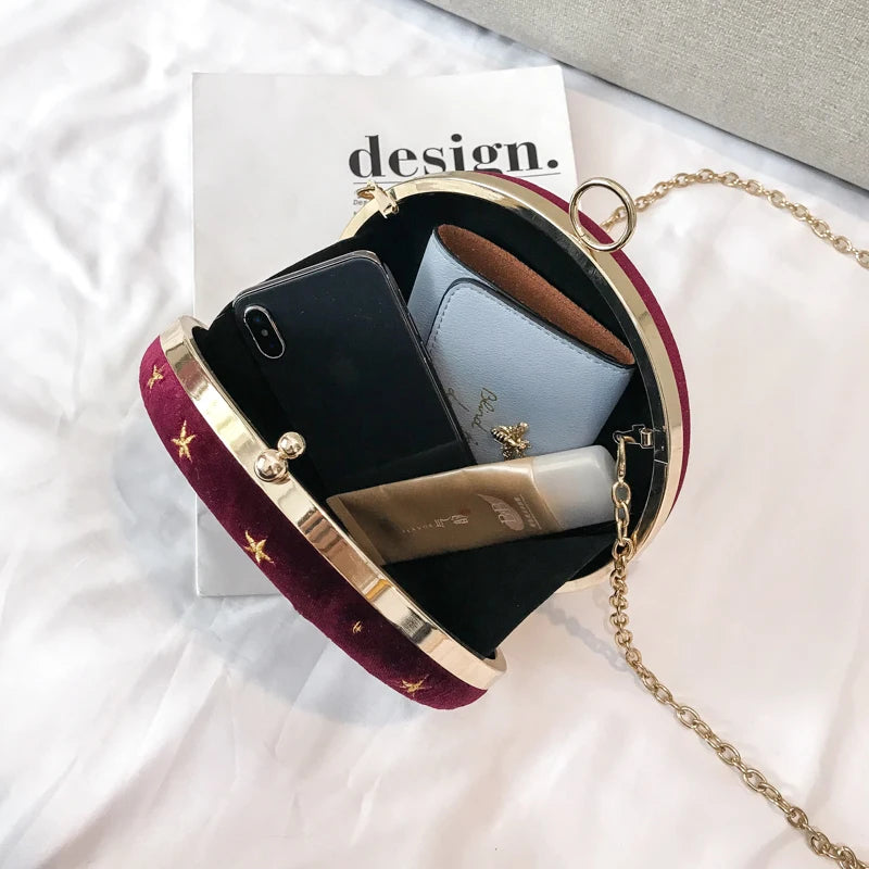 Women Shoulder Bag Chains Starry Sky Crossbody Bag Suede Messenger Bag