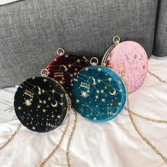 Women Shoulder Bag Chains Starry Sky Crossbody Bag Suede Messenger Bag