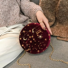 Women Shoulder Bag Chains Starry Sky Crossbody Bag Suede Messenger Bag