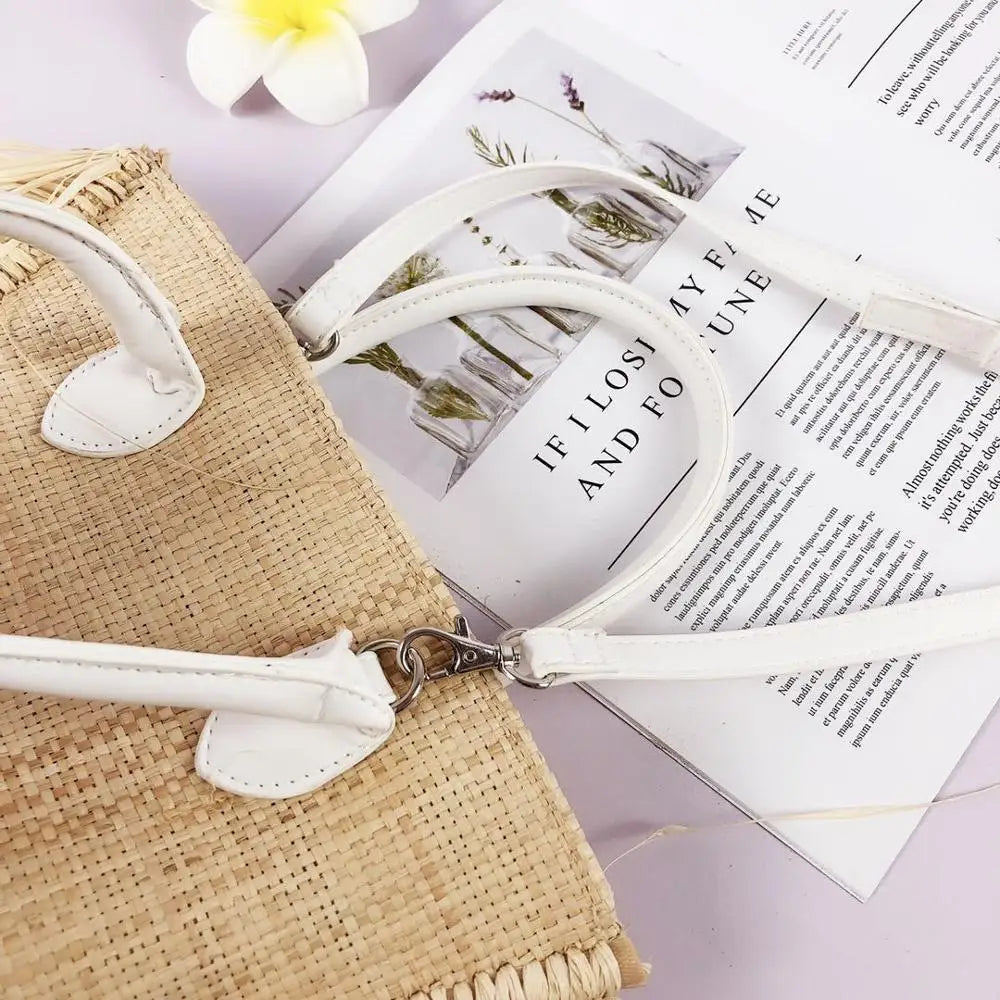 Tassel Straw Bags Rattan Weave Women Handbags Paper Shoulder