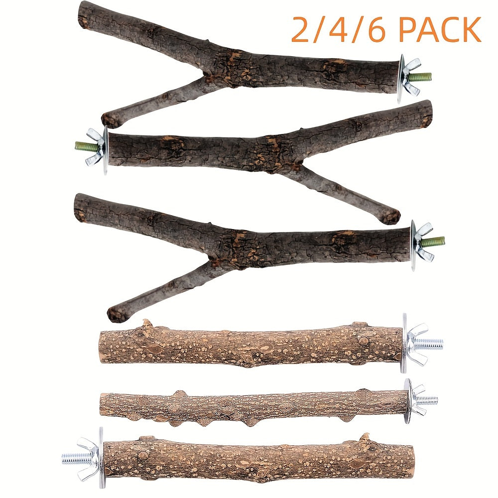 Bird Perch Stands Natural Wood Parrot Perch Bird Cage Accessories Bird Toy