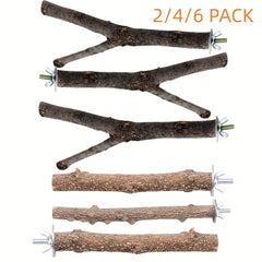 Bird Perch Stands Natural Wood Parrot Perch Bird Cage Accessories Bird Toy