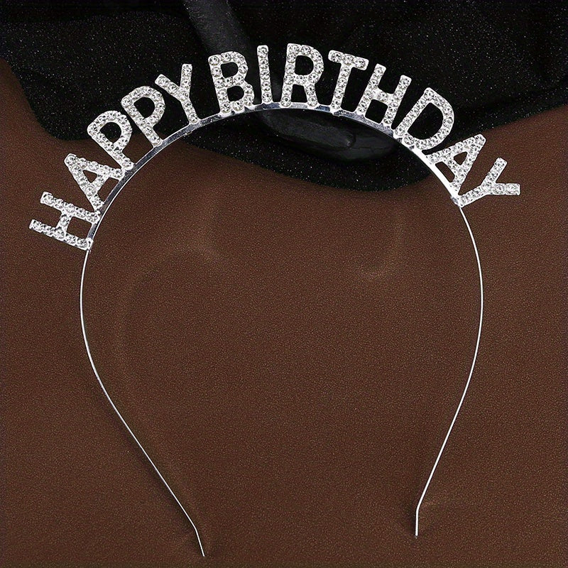 Birthday Rhinestone Letter Hair Hoop Princess Hair Accessories