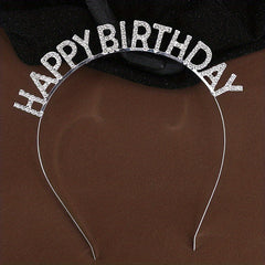 Birthday Rhinestone Letter Hair Hoop Princess Hair Accessories