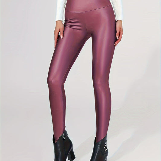 Faux Leather Fleece Lined Leggings Yoga Pants Womens Activewear