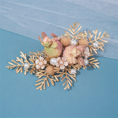 Girl's Christmas Hair Comb Faux Pearl Flower Insert Clip Headdress