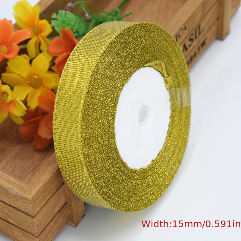 86 M Golden/Silvery Sparkling Ribbon Lace Wedding Decoration DIY Ribbon Bow