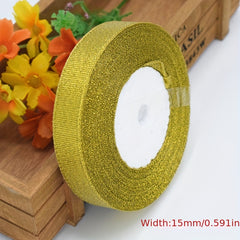 86 M Golden/Silvery Sparkling Ribbon Lace Wedding Decoration DIY Ribbon Bow