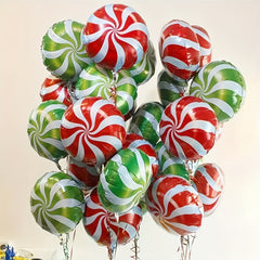 Red Green Windmill Candy Star Balloons - Christmas Party Decorations