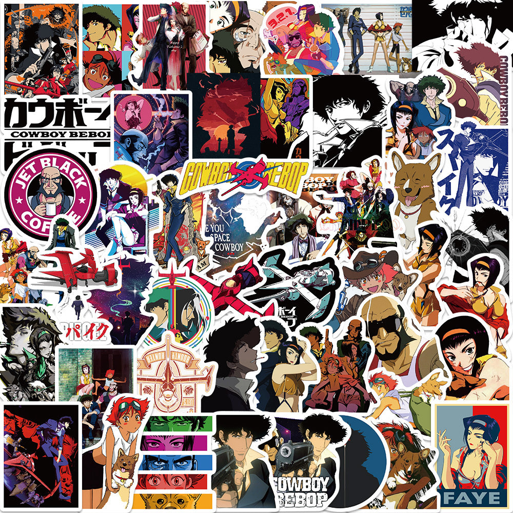 50 Sheets Cowboy Anime Stickers Waterproof DIY Skateboard Computer Car Decals