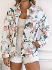 Women's Plus Star Print Denim Jacket