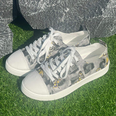 Stripe Butterfly Pattern Flat Shoes Women's Shallow Mouth Casual Shoes