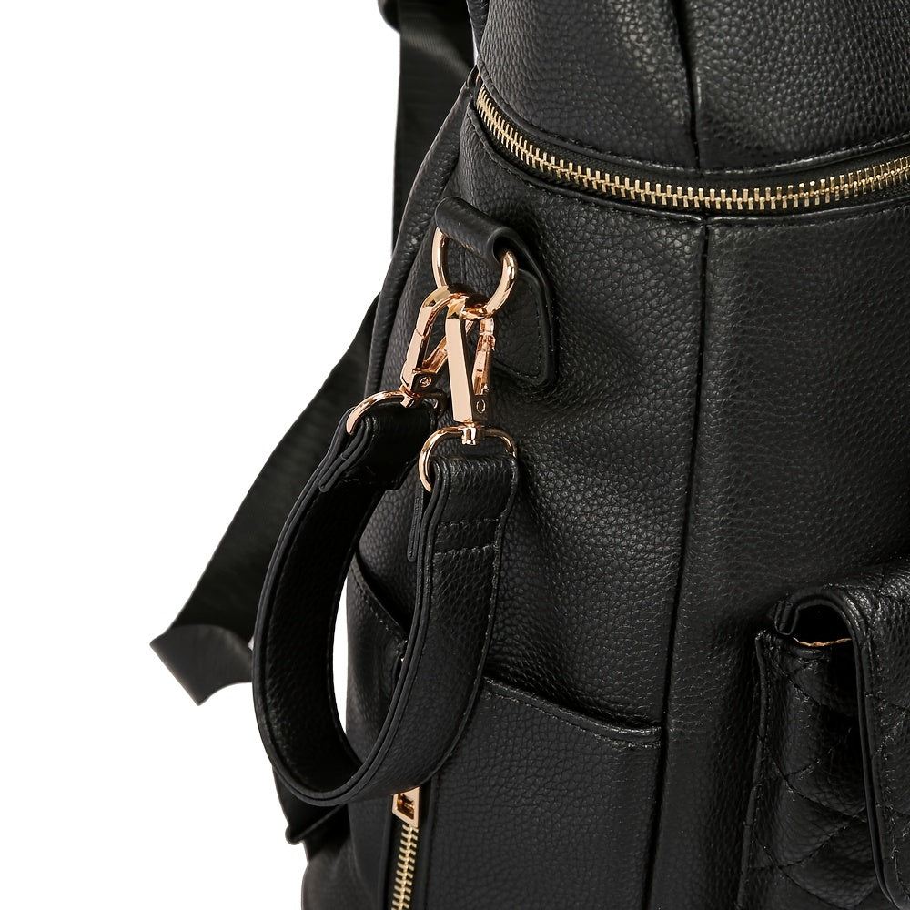 Large Capacity PU Mommy Bag with Matching Diaper Pad Backpack