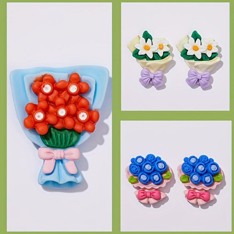 10pcs Resin Flowers Bouquet Charms for DIY Earrings Jewelry Hair Accessories