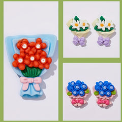 10pcs Resin Flowers Bouquet Charms for DIY Earrings Jewelry Hair Accessories