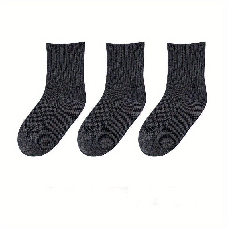 3 Pairs Boys Casual Short Crew Socks for Kids