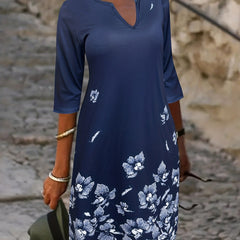 Floral Print Half Sleeve Casual Dress