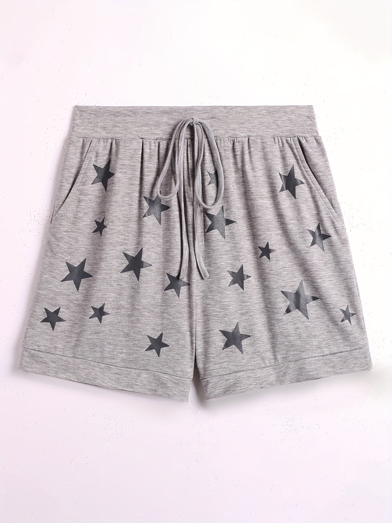 Star Print Drawstring Waist Shorts for Women