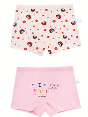 4pcs Girls Teen Cartoon Graphic Print Boxer Briefs Underwear