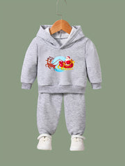 Girls Cartoon Santa Claus Hoodie Sweatshirt & Sweatpants Set