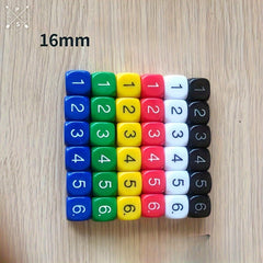 18 Pcs 16mm Rounded Acrylic Digital Dice in 3 Colors for Bar Games