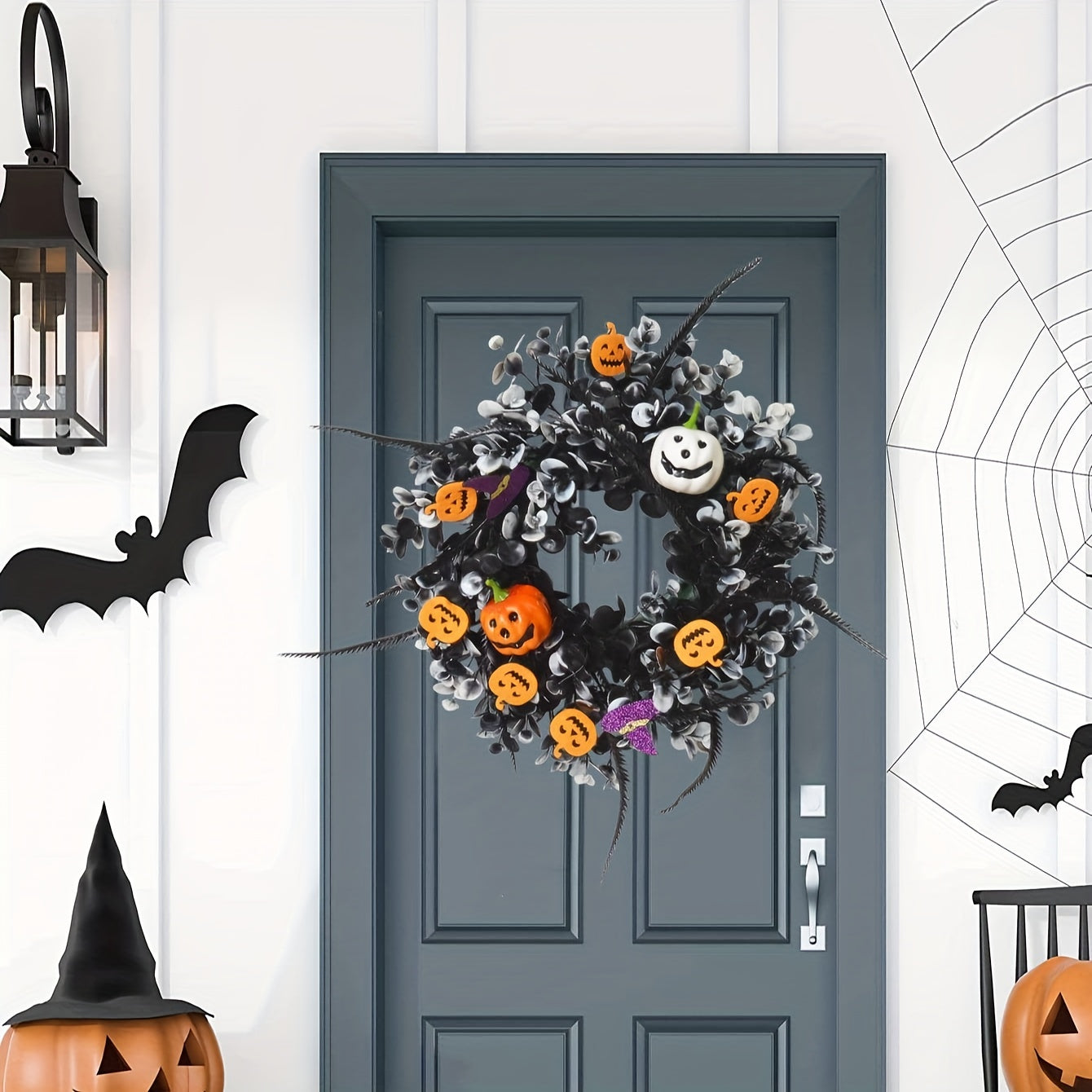 Artificial Pumpkin Wreath 43cm - Halloween Party Decoration