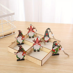 12pcs Wooden Christmas Ornaments Faceless Old Man Pendant Box