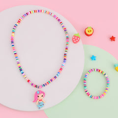 2pcs Mermaid Colorful Beaded Necklace Bracelet Set for Girls