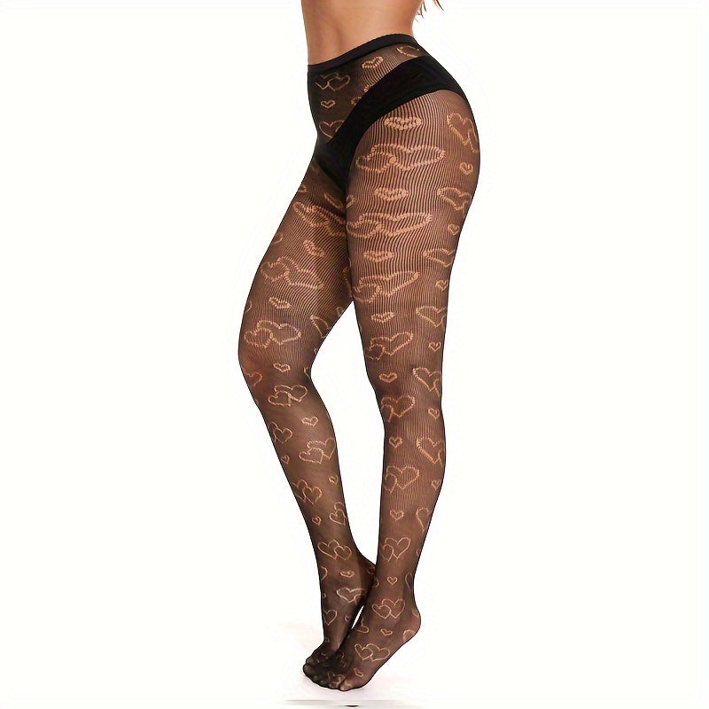 Heart Pattern Fishnet Stockings