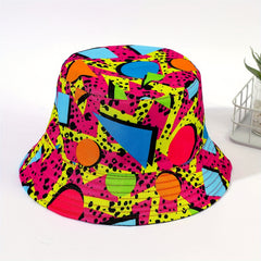 Cartoon Geometric Graffiti Bucket Hat Foldable Sun Hat