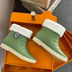 Women's Waterproof Fleece Liner Lace Up Rain Boots
