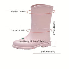 PVC Solid Rain Boots Lightweight Non Slip Water Shoes Mid Calf Boots