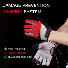 Full Finger Cycling Gloves Anti Slip Touch Screen Shock Absorption