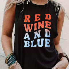 Letter Print Crew Neck Tank Top for Women