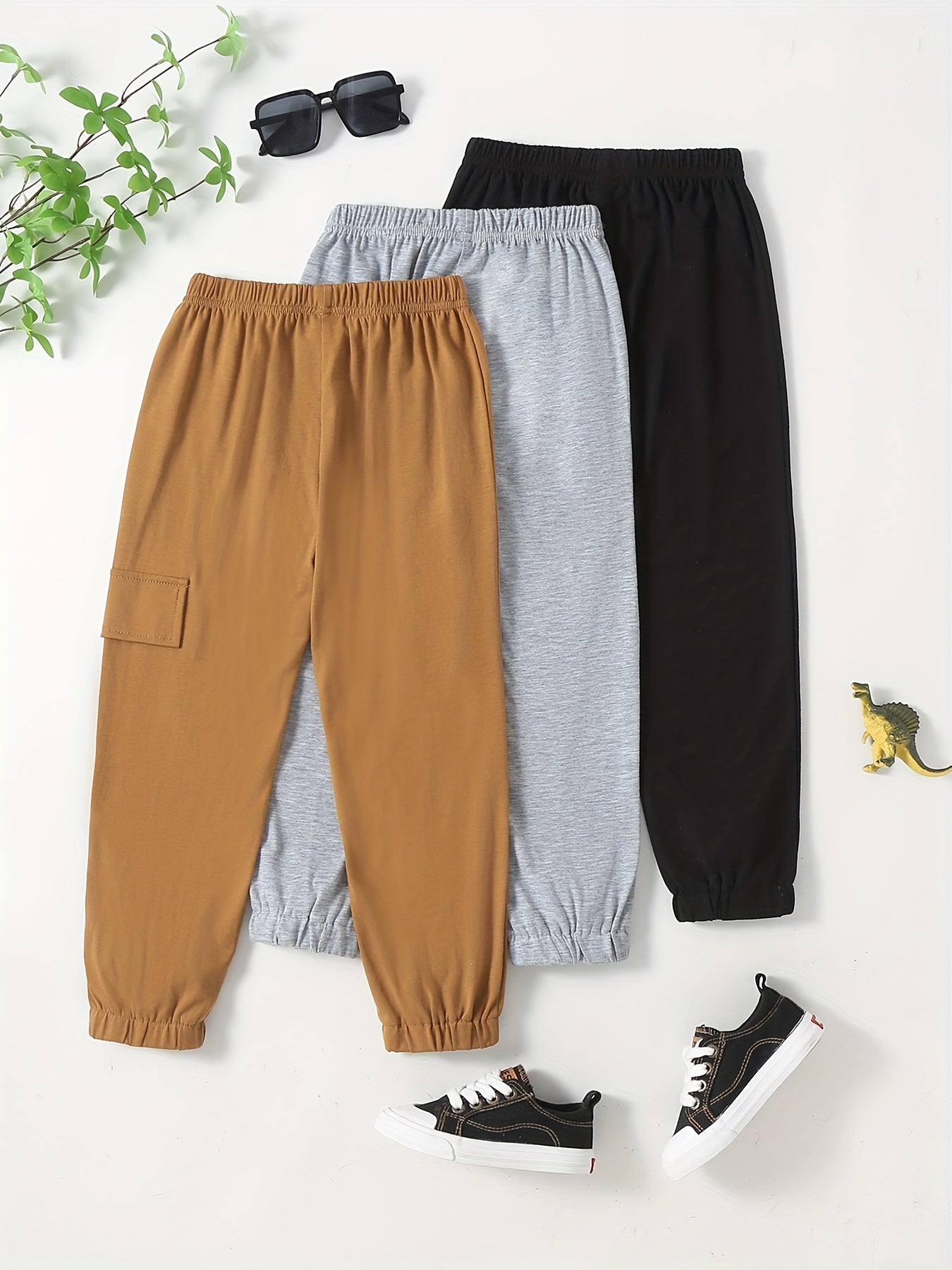 3pcs Boys Active Sweatpants Quick Drying Jogger Sports Pants