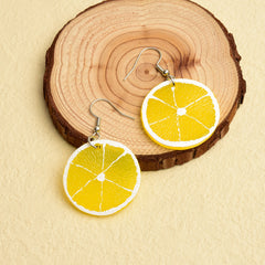 Fruit Dangle Drop Earrings Lemon Lime Orange Acrylic Summer Fun Jewelry