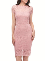 Lace Trim Sleeveless Dress Bodycon Knee Length Dress