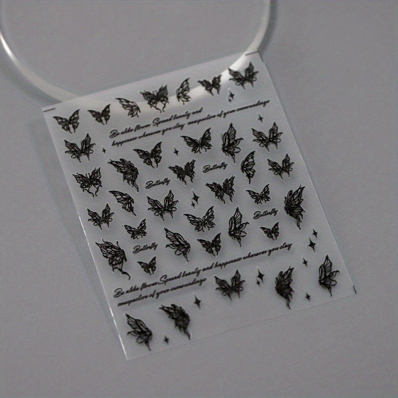 Butterfly & Nail Art Stickers Transparent Adhesive Nail Stickers