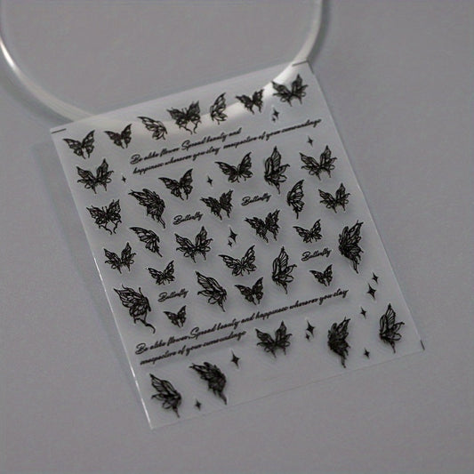 Butterfly & Nail Art Stickers Transparent Adhesive Nail Stickers