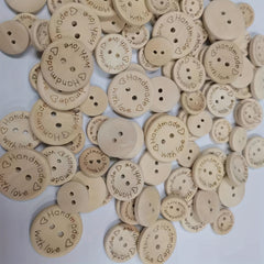 Handmade Love Heart Wooden Button Round Decorative 2 Holes 15mm 20mm