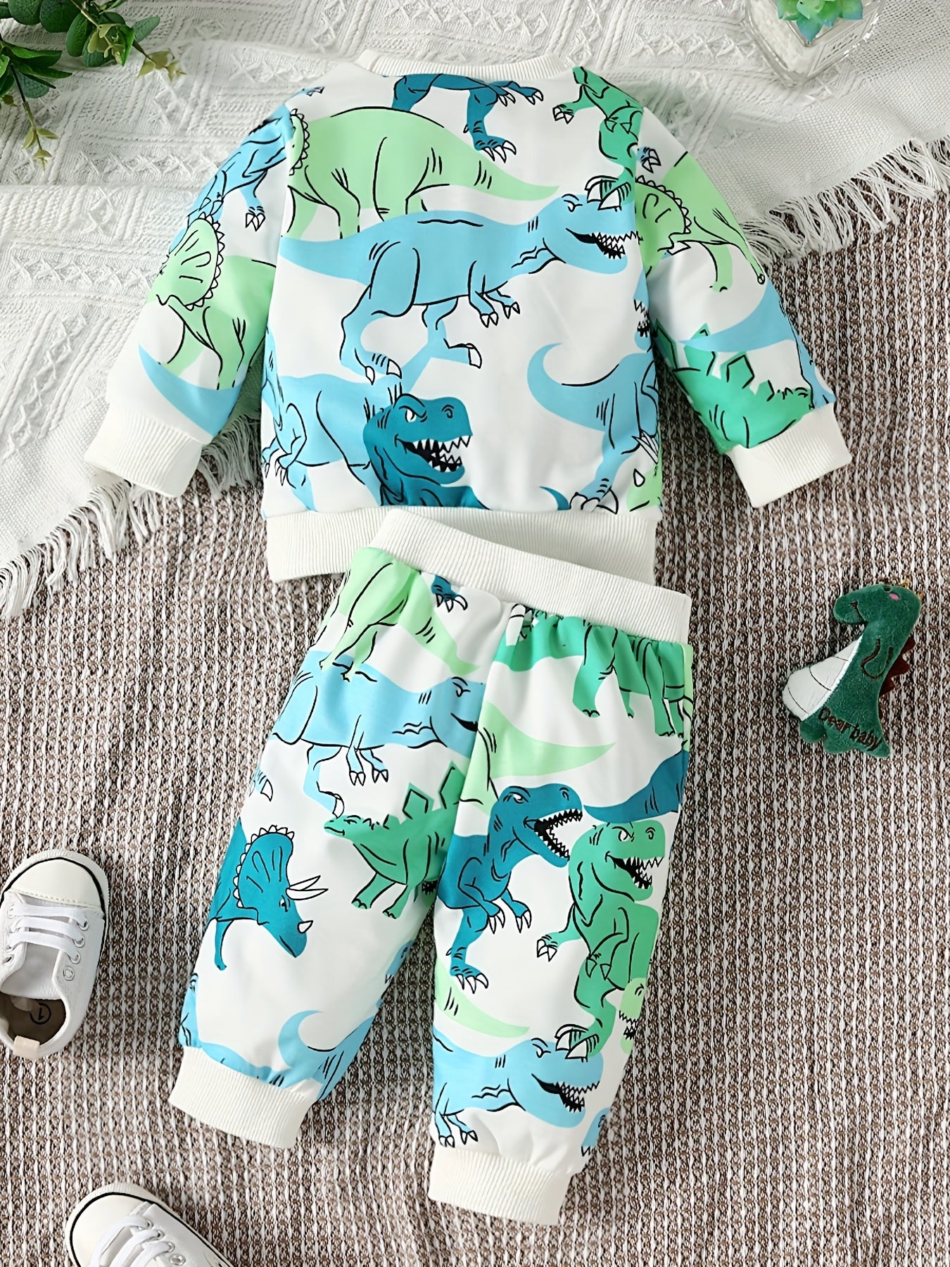 Boy's Dino Graphic Casual Set Toddler Baby Sweatshirt & Pants