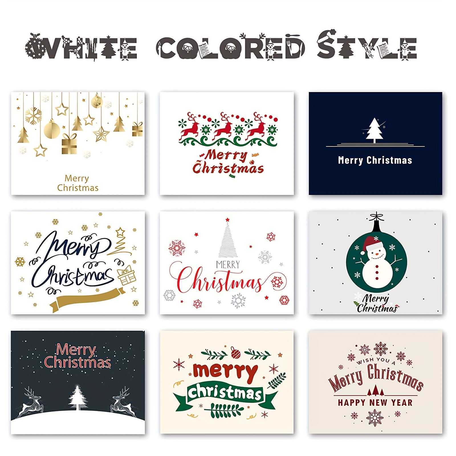 Feelfine Christmas Cards 50pcs Boxed - Modern Design - Blank Greeting Bulk