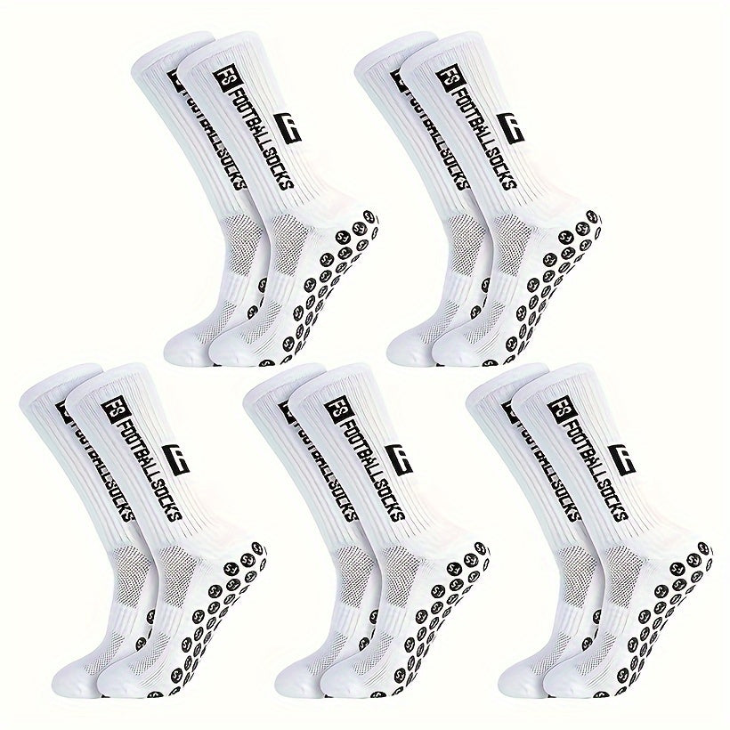 5 Pairs Non-Slip Football Socks with Silicone Dots for Sports