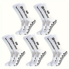 5 Pairs Non-Slip Football Socks with Silicone Dots for Sports