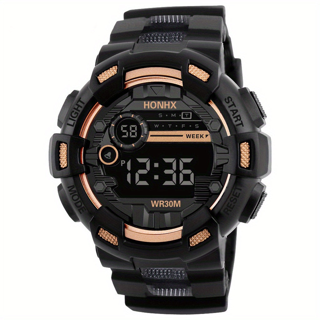 Teen Casual LED Digital Watch Silicone Band Multifunctional Electronic Gift