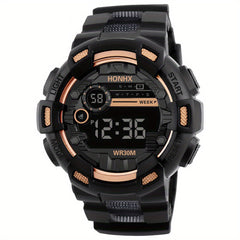 Teen Casual LED Digital Watch Silicone Band Multifunctional Electronic Gift